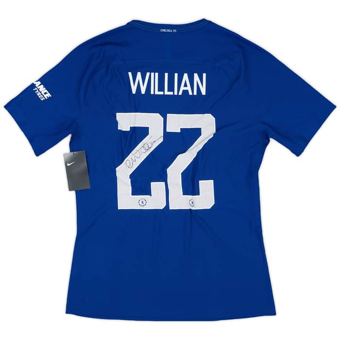 2017-18 Chelsea Player Issue Signed Home Shirt Willian #22