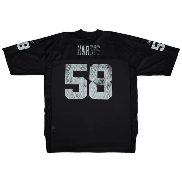 2002-04 Oakland Raiders Harris #58 Reebok On Field Home Jersey - 4/10 - (XL)