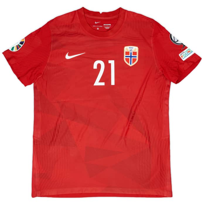 2022-23 Norway Match Issue European Championship Home Shirt Gregersen #21