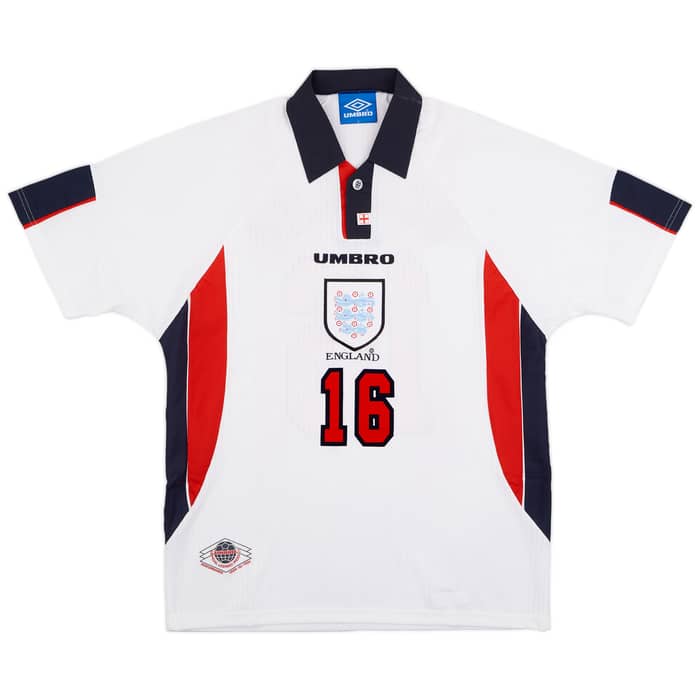 1997-99 England Home Shirt Scholes #16 - 9/10 - (L)