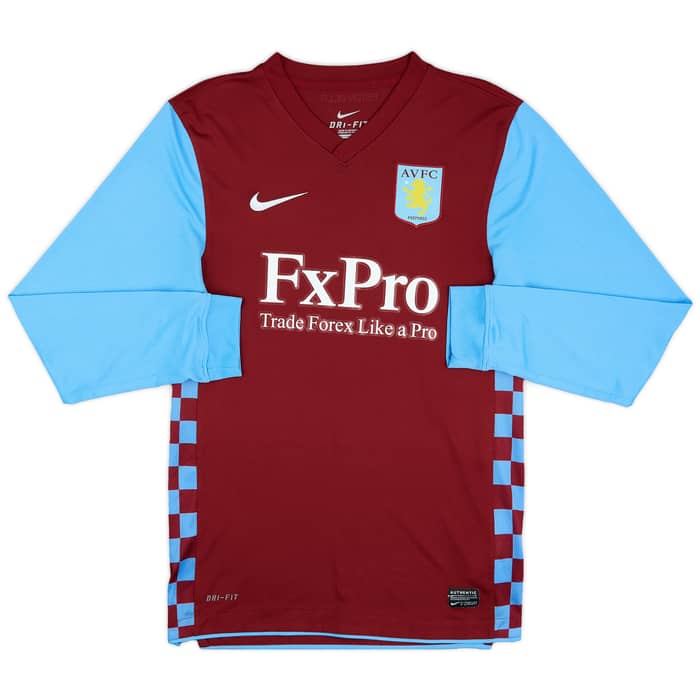 2010-11 Aston Villa Home L/S Shirt Young #7 - 8/10 - (S)