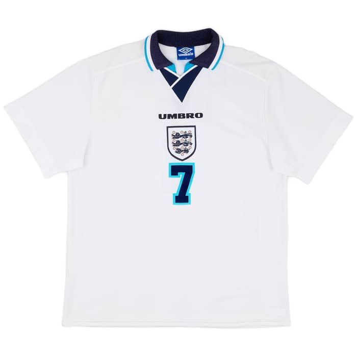 1995-97 England Home Shirt Beckham #7 - 8/10 - (XL)