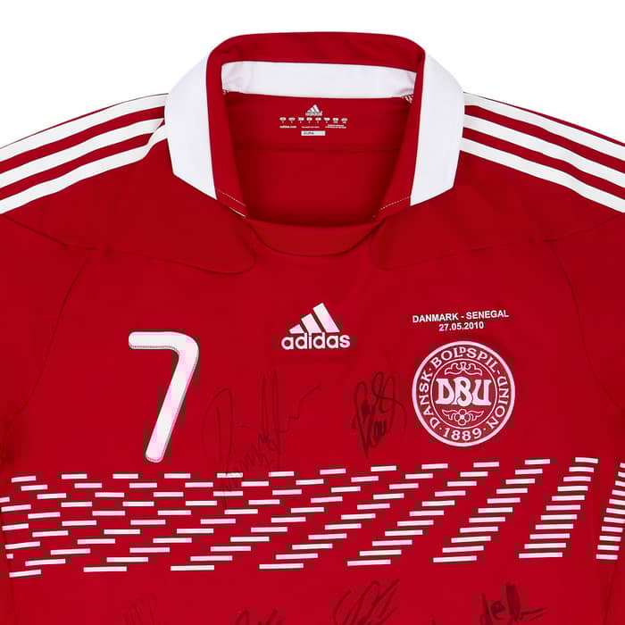 2010 Denmark Match Issue Signed Home Shirt Jensen #7 (v Senegal)