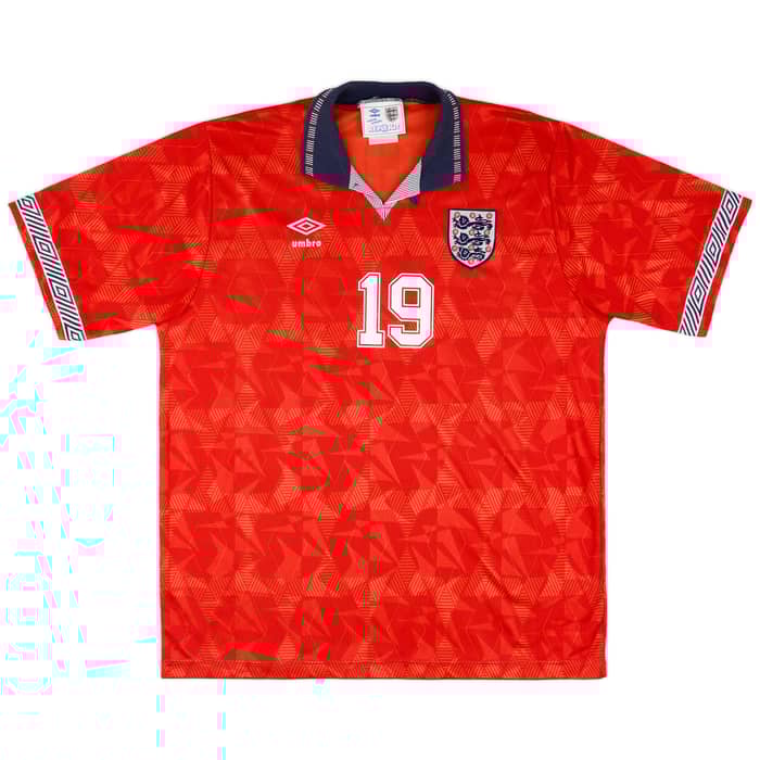 1990-93 England Away Shirt Gascoigne #19 - 9/10 - (XL)