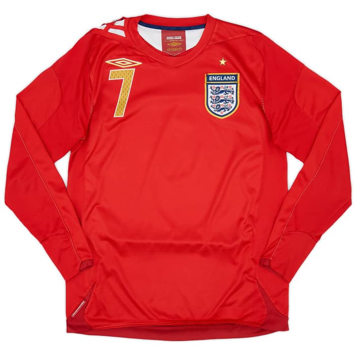 2006-08 England Away L/S Shirt Beckham #7 - 5/10 - (S)