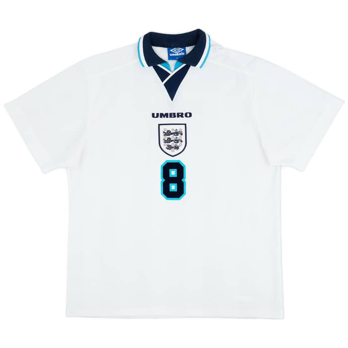 1995-97 England Home Shirt Gascoigne #8 - 6/10 - (XL)