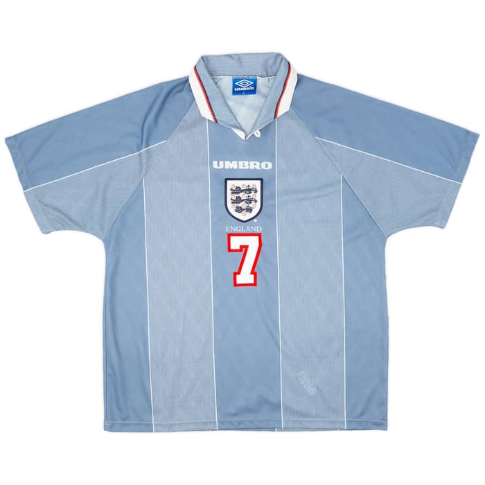 1996-97 England Away Shirt Beckham #7 - 9/10 - (XL)