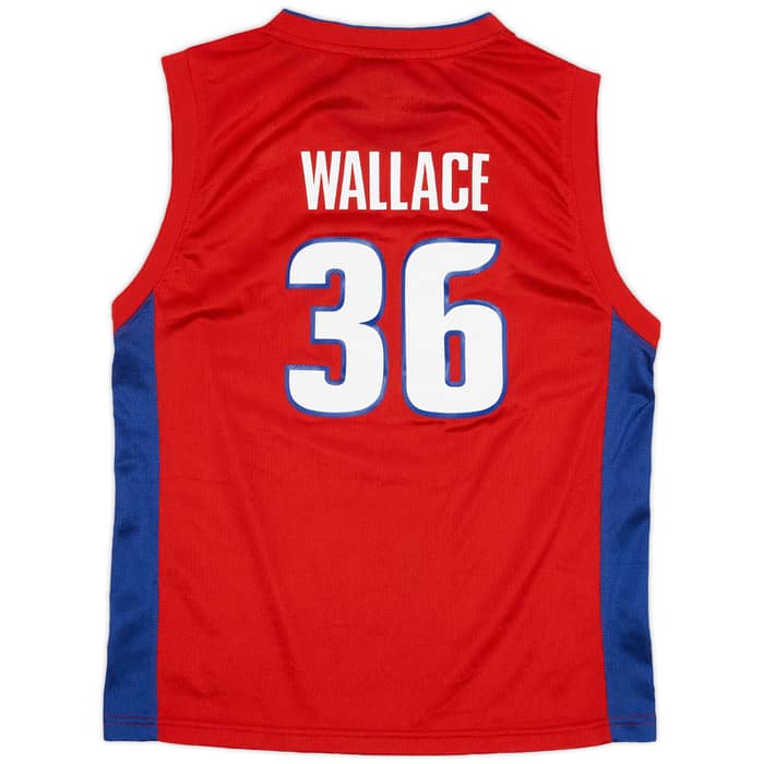 2005-06 Detroit Pistons Wallace #36 Reebok Alternate Jersey - 9/10 - (L.Boys)