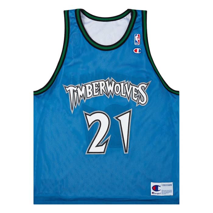 1996-02 Minnesota Timberwolves Garnett #21 Champion Home Reversible Jersey (Excellent) L
