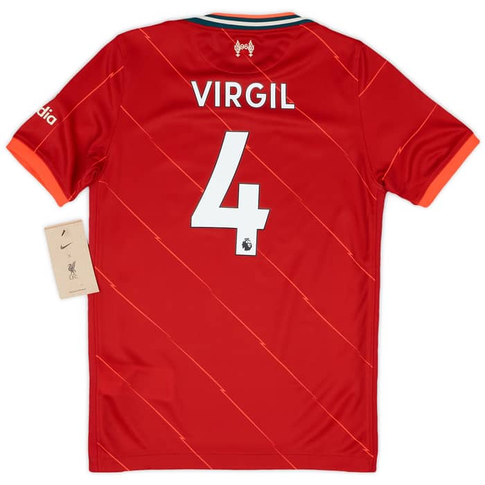 2021-22 Liverpool Home Shirt Virgil #4 (KIDS)