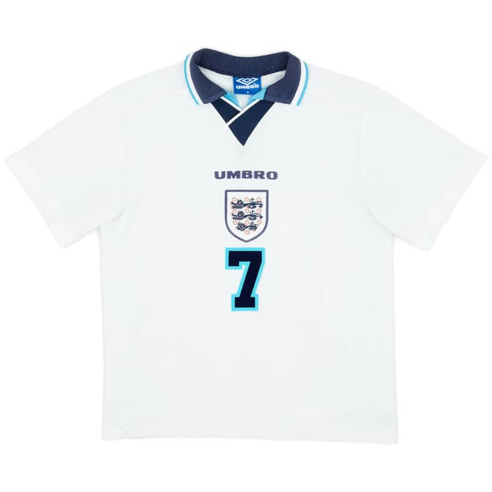 1995-97 England Home Shirt Beckham #7 - 8/10 - (M)