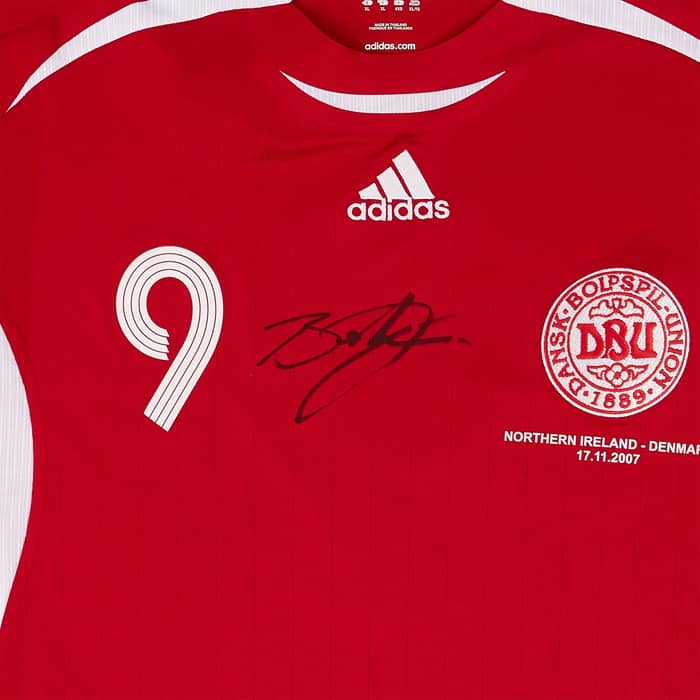 2007 Denmark Match Issue Signed Home Shirt #9 (Bendtner) v Northern Ireland