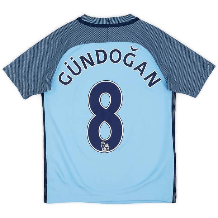 2016-17 Manchester City Home Shirt Gundogan #8 - 7/10 - (M.Boys)