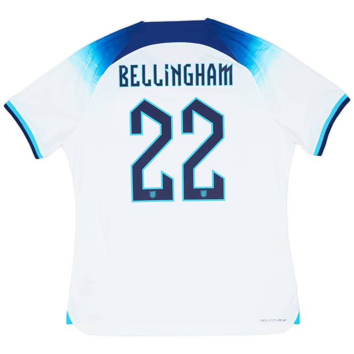 2022-23 England Authentic Home Shirt Bellingham #22 - 8/10 - (XL)