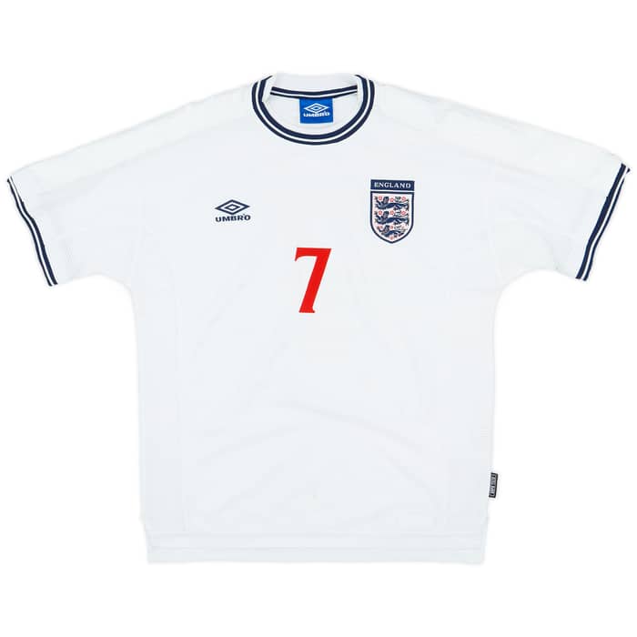 1999-01 England Home Shirt Beckham #7 - 6/10 - (L)