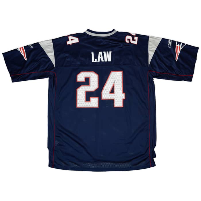 2002-04 New England Patriots Law #24 Reebok On Field Home Jersey - 9/10 - (XXL)