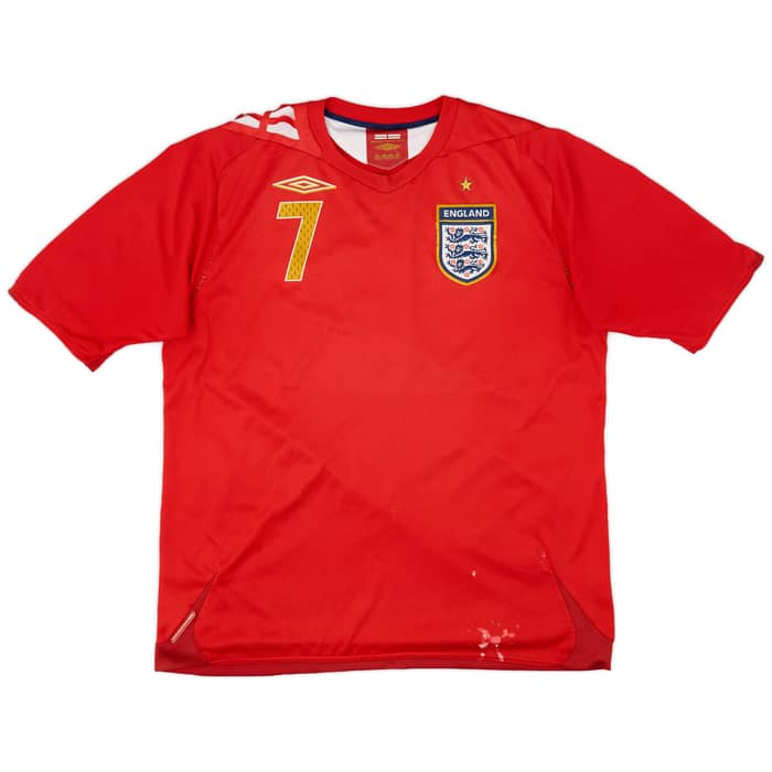 2006-08 England Away Shirt Beckham #7 - 6/10 - (L)