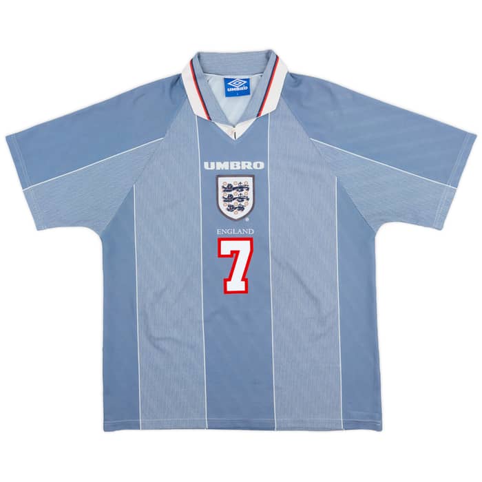 1996-97 England Away Shirt Beckham #7 - 8/10 - (L)