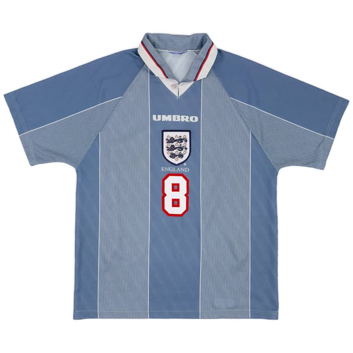 1996-97 England Away Shirt Gascoigne #8 - 8/10 - (L)