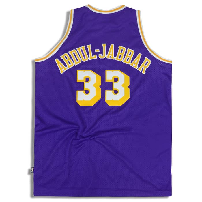 1979-1980 LA Lakers Abdul-Jabbar #33 Reebok Hardwood Classics Swingman Jersey (Away) 3XL