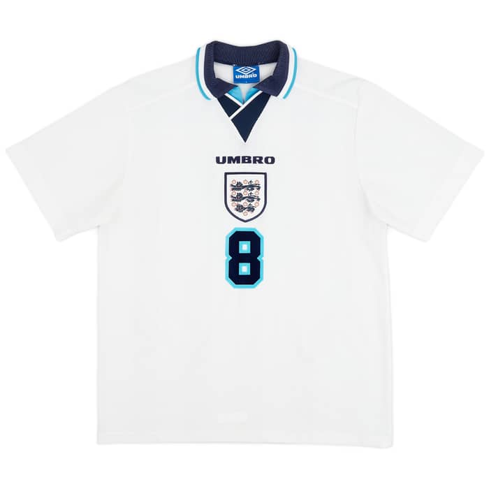 1995-97 England Home Shirt Gascoigne #8 - 8/10 - (L)