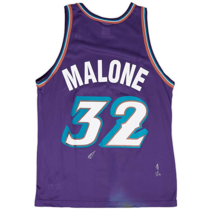 1996-02 Utah Jazz Malone #32 Champion Away Jersey - 5/10 - (L)