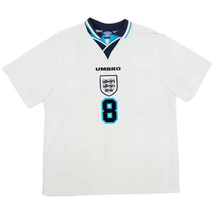 1995-97 England Home Shirt Gascoigne #8 - 6/10 - (XL)