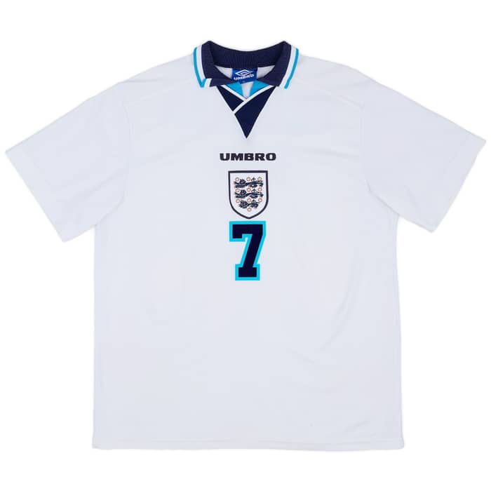 1995-97 England Home Shirt Beckham #7 - 8/10 - (XL)