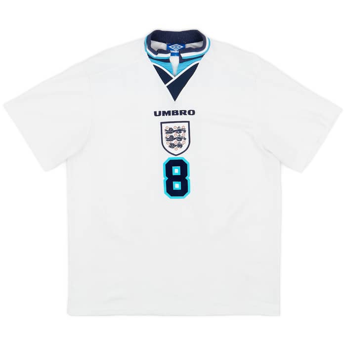 1995-97 England Home Shirt Gascoigne #8 - 7/10 - (XL)