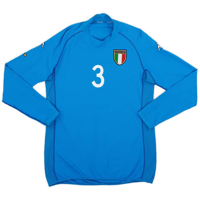 2002 Italy Home L/S Shirt Maldini #3 - 9/10 - (XXL)