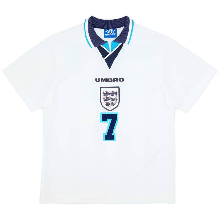 1995-97 England Home Shirt Beckham #7 - 8/10 - (M)