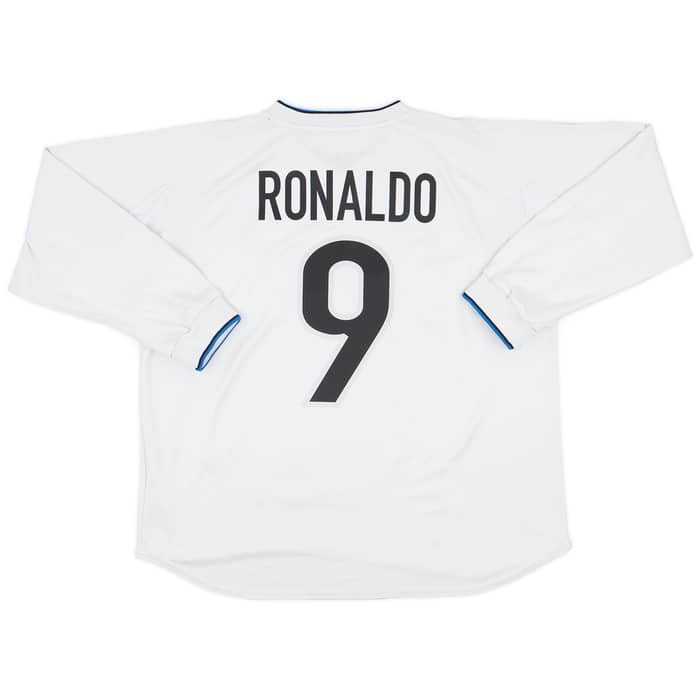 1999-00 Inter Milan Player Issue Away L/S Shirt Ronaldo #9 - 7/10 - (XL)