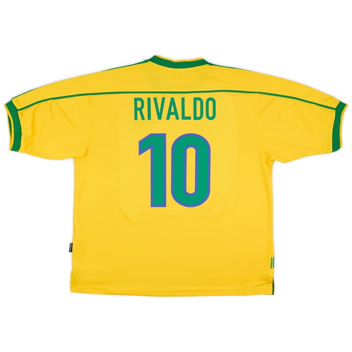 1998-00 Brazil Home Shirt Rivaldo #10 - 7/10 - (XXL)