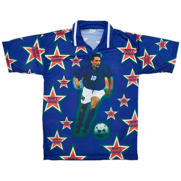 1996 Italy Graphic Shirt Baggio #18 - 9/10 - (L/XL)