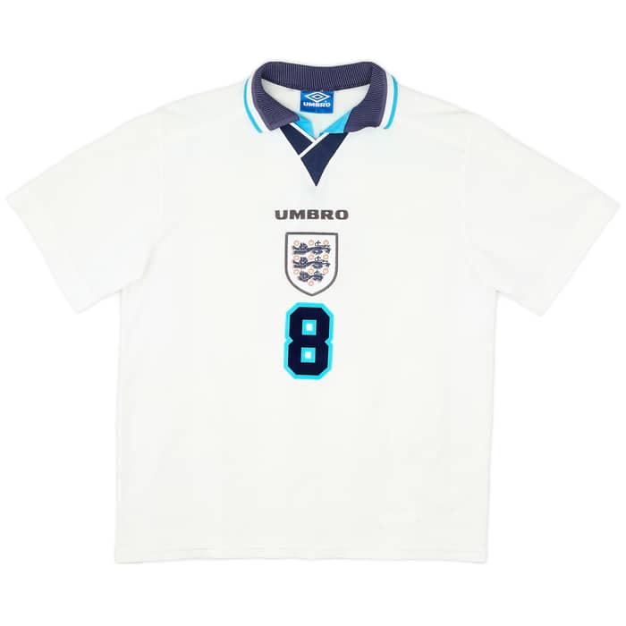 1995-97 England Home Shirt Gascoigne #8 - 8/10 - (L)