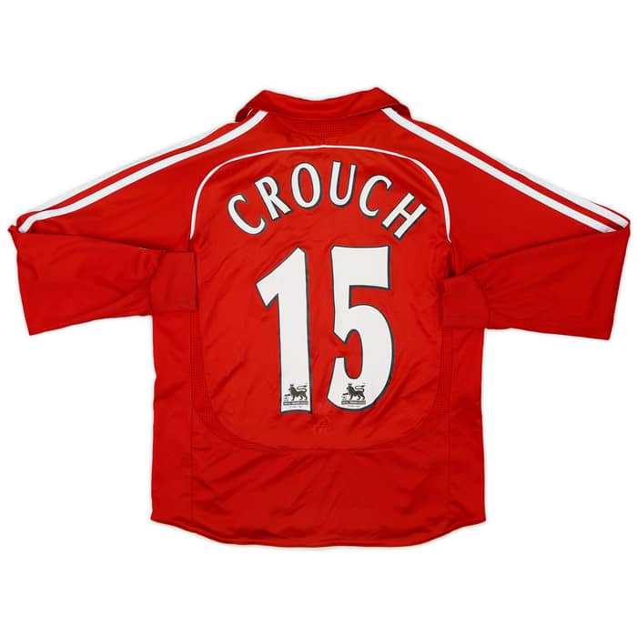 2006-08 Liverpool Home L/S Shirt Crouch #15 - 7/10 - (M.Boys)