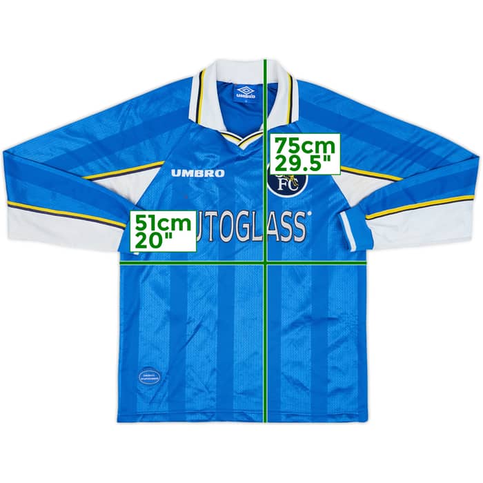 1997-99 Chelsea Home L/S Shirt Zola #25 - 6/10 - (M)