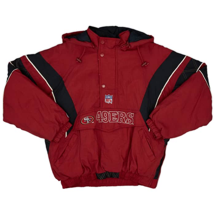 1996-99 San Francisco 49ers Starter 1/2 Zip Hooded Rain Coat - 6/10 - (L)