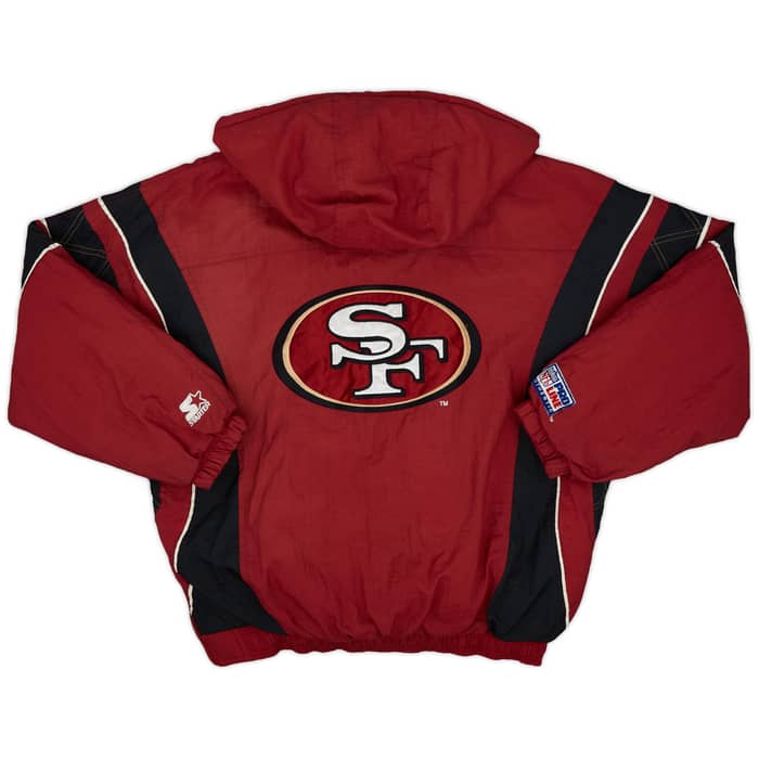1996-99 San Francisco 49ers Starter 1/2 Zip Hooded Rain Coat - 6/10 - (L)