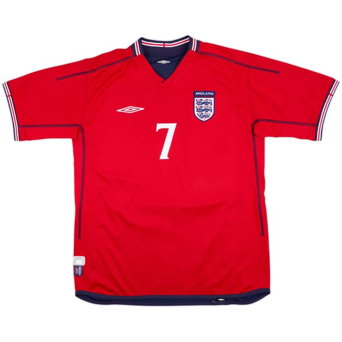 2002-04 England Away Shirt Beckham #7 - 6/10 - (L)