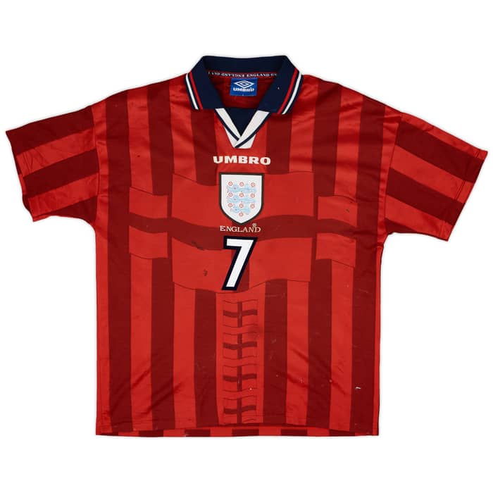 1997-99 England Away Shirt Beckham #7 - 5/10 - (L)