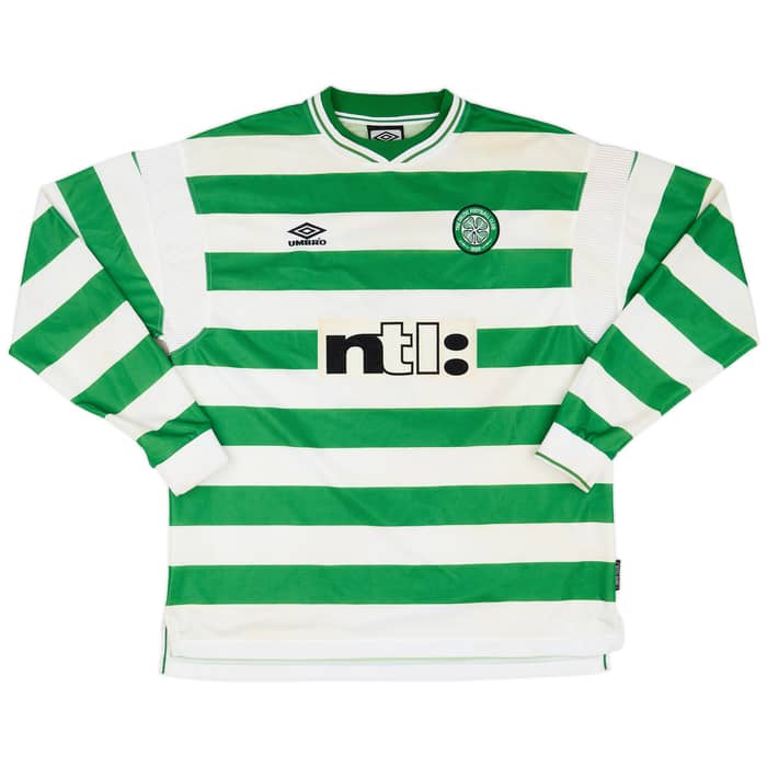 1999-01 Celtic Home L/S Shirt Larsson #7 - 7/10 - (XXL)