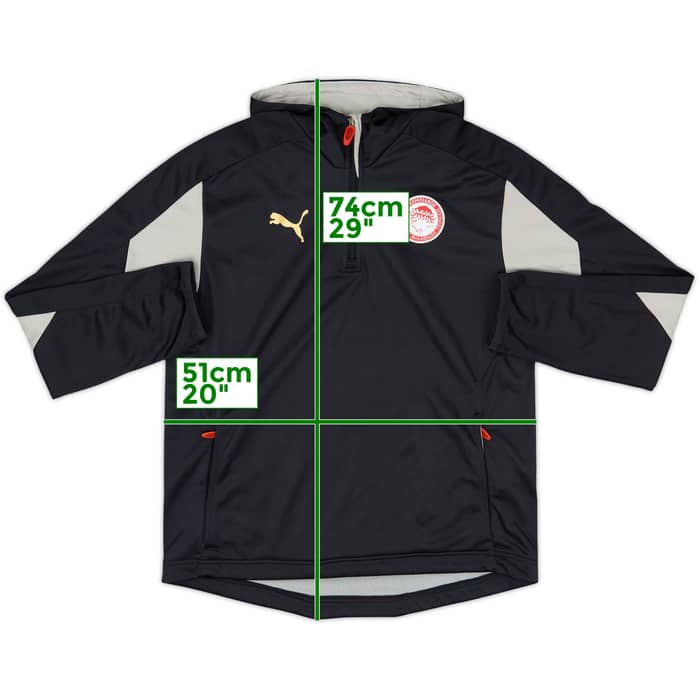 2010-11 Olympiakos Puma 1/4 Zip Hooded Top - 8/10 - (S)
