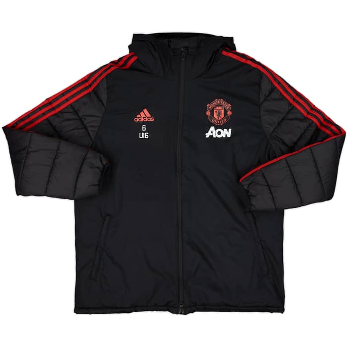 2018-19 Manchester United Player Issue Nike Hooded Padded Bench Coat #6 U16 - 10/10 - (L)