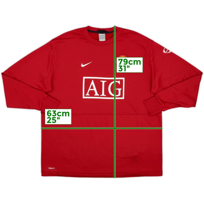 2009-10 Manchester United Nike Sweat Top - 9/10 - (XXL)