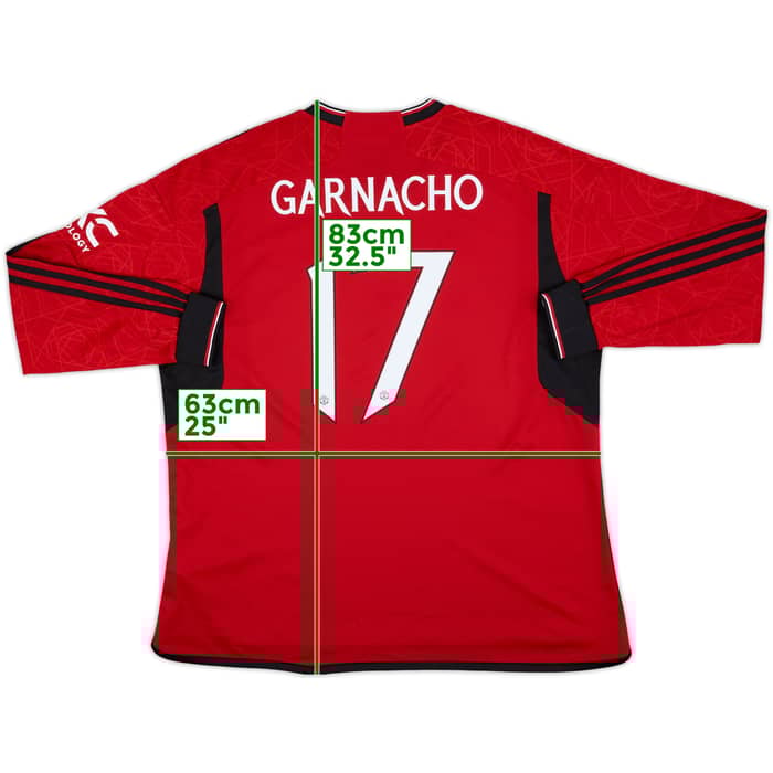 2023-24 Manchester United Home L/S Shirt Garnacho #17 - 10/10 - (XXL)