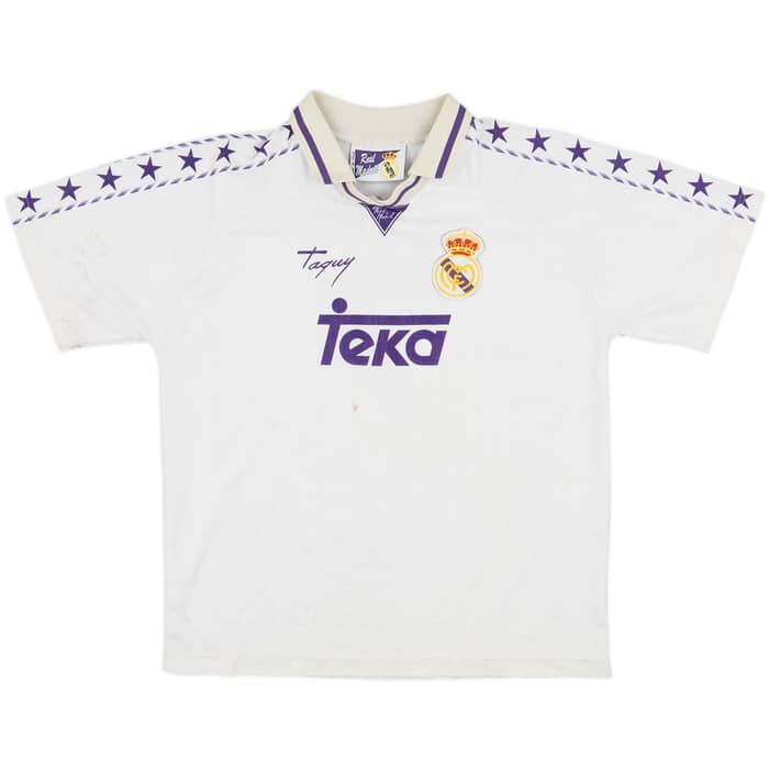 1996-97 Real Madrid Taguy Home Shirt Raul #7 - 4/10 - (XL.Boys)