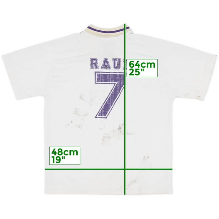 1996-97 Real Madrid Taguy Home Shirt Raul #7 - 4/10 - (XL.Boys)