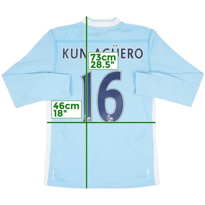2011-12 Manchester City Home L/S Shirt Kun Aguero #16 - 7/10 - (M)
