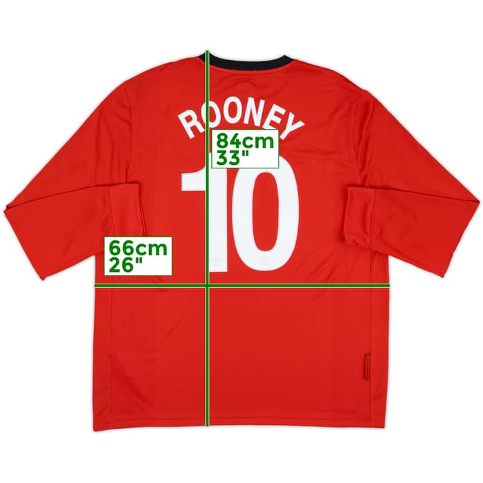 2009-10 Manchester United Home L/S Shirt Rooney #10 (XXL)